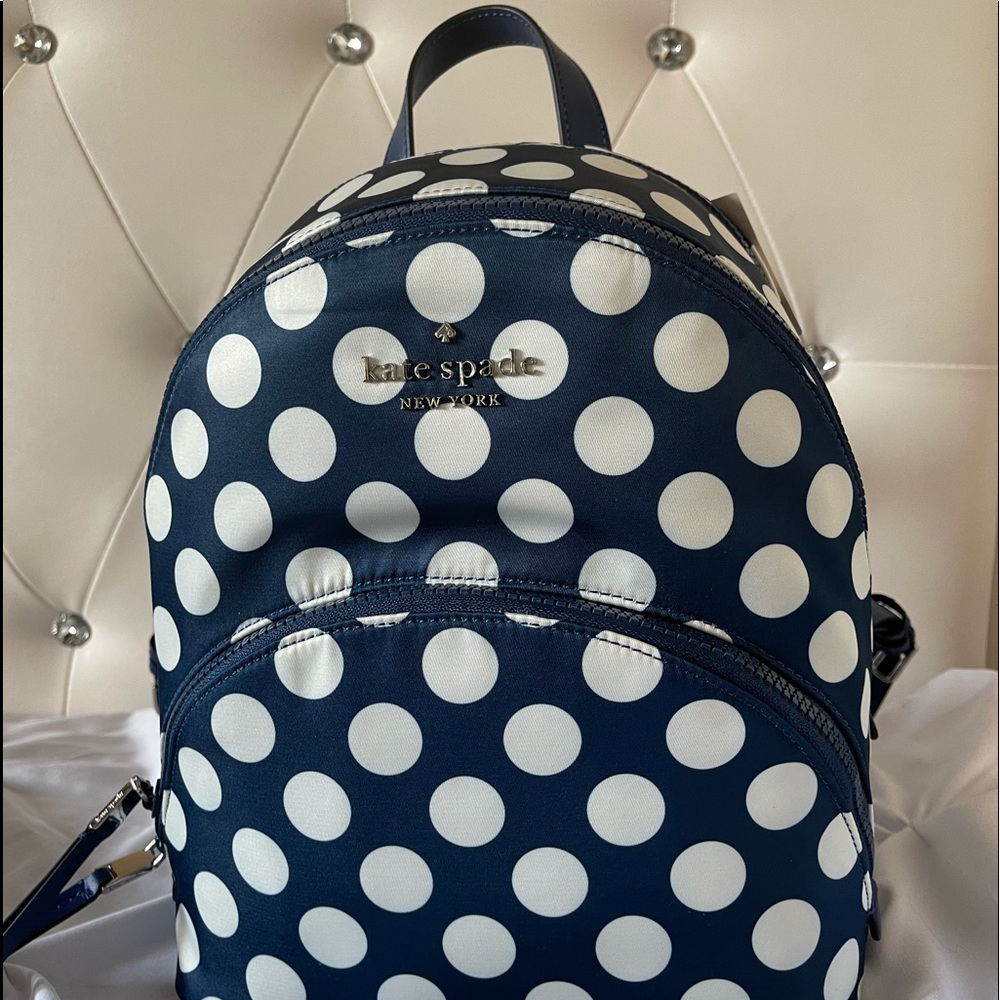 SOLD~ Kate Spade Navy Polka-Dot Waterproof Backpack